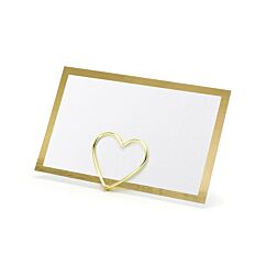 Valkoiset paikkakortit kultaisella reunalla, 10 kpl.