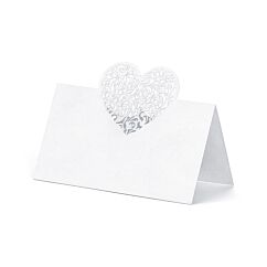 Placeringskort - Vita hjärtan