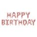 Ruusukultainen "Happy Birthday"-muotoinen foliopallo.