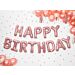 Ruusukultainen "Happy Birthday"-muotoinen foliopallo.