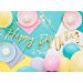 Kaunis kultainen banneri, tekstillä "Happy Birthday".