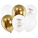 Ilmapallosetti, Valko/Kulta, Happy Birthday - 6kpl