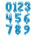 Siniset numerofoliopallot 0-9, 35 cm.