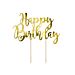 Kullanvärinen kakkukoriste "Happy Birthday".