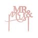 Akryylinen ruusukultainen hääkakkukoriste "Mr & Mrs".