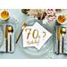 Servetit 70-vuotisjuhliin! Valkoiset, kulta-metallinhohtoisella tekstillä "70th Birthday!"